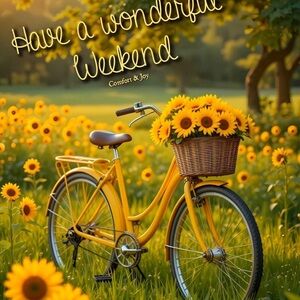 Yellow Bicycle with Sunflower Basket